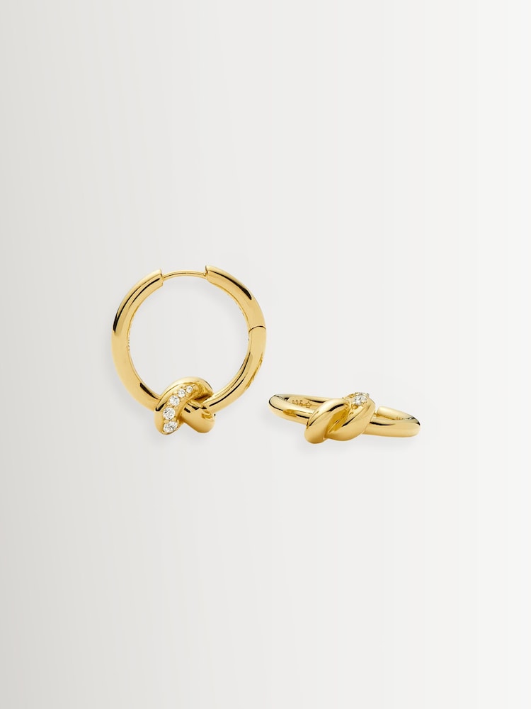Missoma Gold Tone Lucy Williams Pave Knot Small Hoop Earrings - Image 3 of 3 Missoma Gold Tone Lucy Williams Pave Knot Small Hoop Earrings - Image 3 of 3