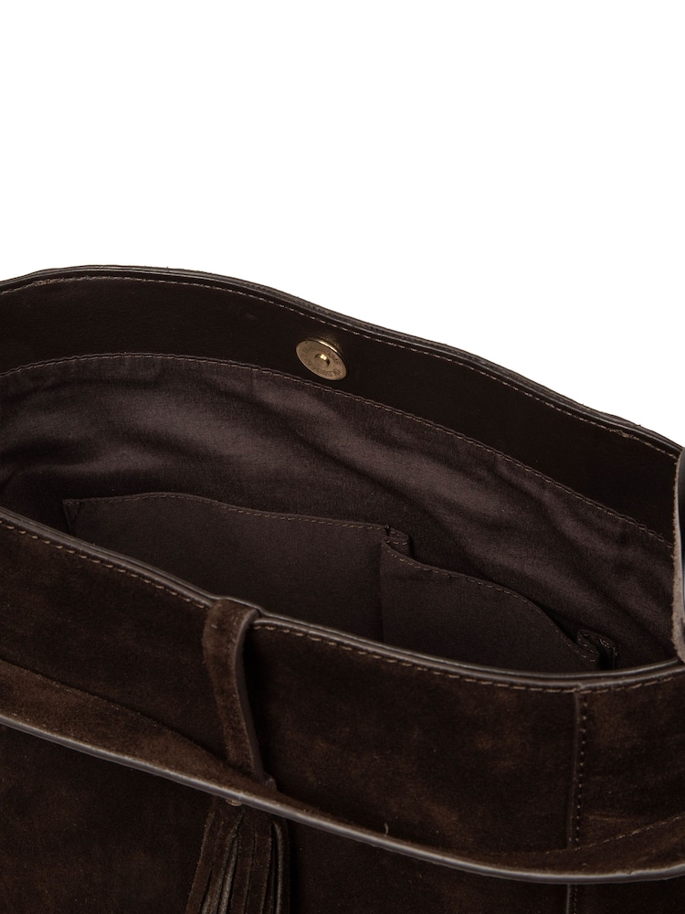 Cultured London Chocolate Brown 'Anitta' Suede Shoulder Bag - Image 4 of 4