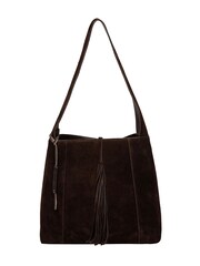 Marron chocolat - Sac bandoulière en daim Cultured London « Anitta » - Image 5 de 10