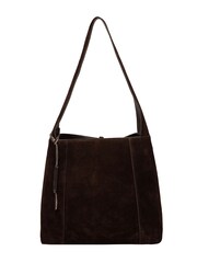 Marron chocolat - Sac bandoulière en daim Cultured London « Anitta » - Image 6 de 10