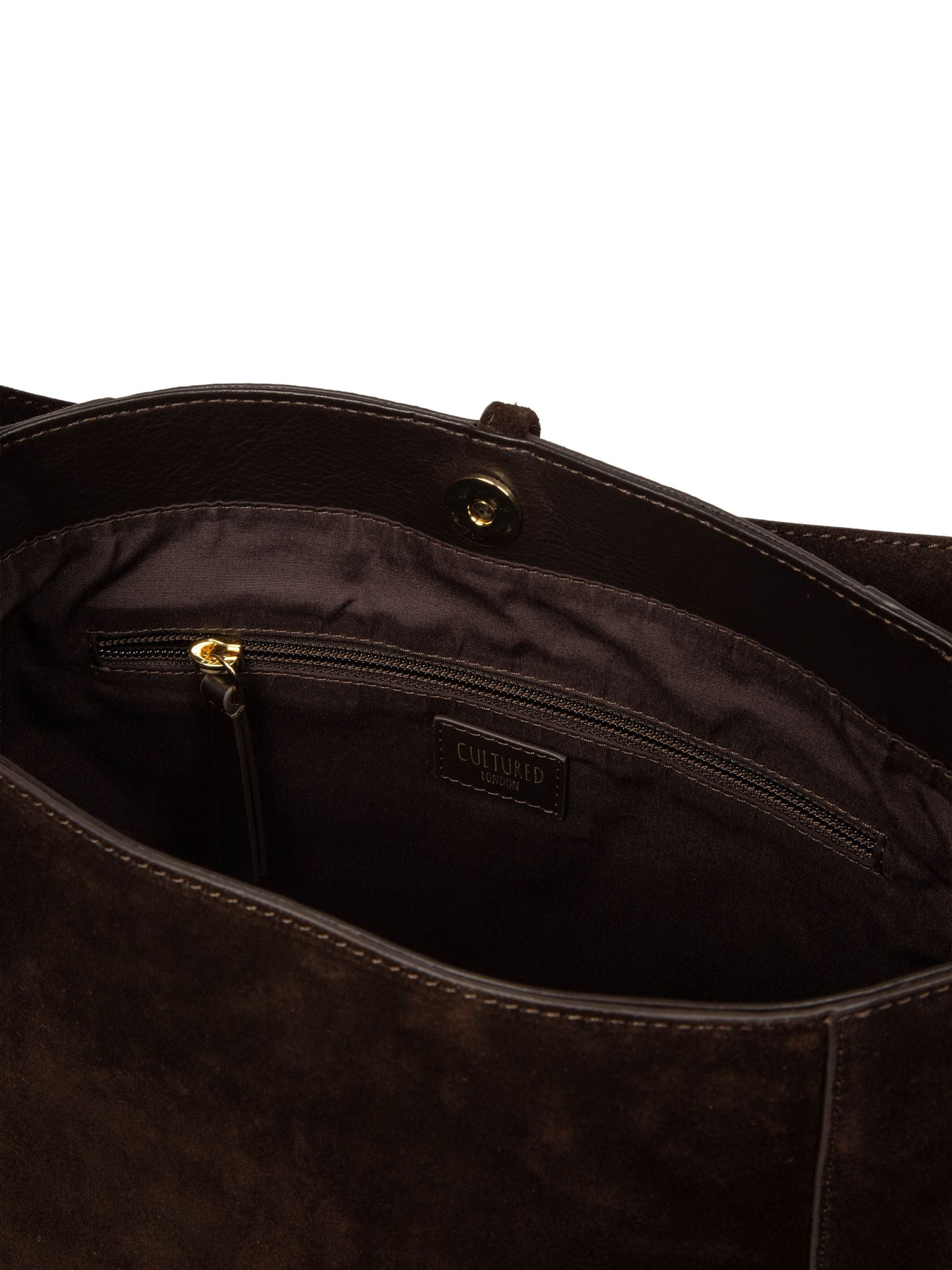 Buy Cultured London Chocolate Brown 'Anitta' Suede Shoulder Bag