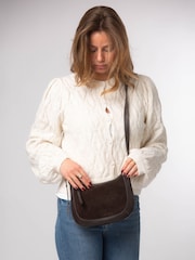Cultured London Brown 'Roisin' Suede & Leather Cross-Body Bag - Image 2 of 7