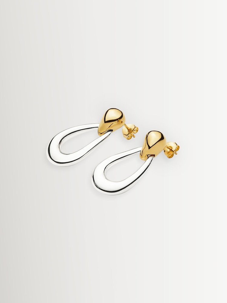 Missoma Silver Tone Molten Teardrop Statement Stud Earrings - Image 2 of 3