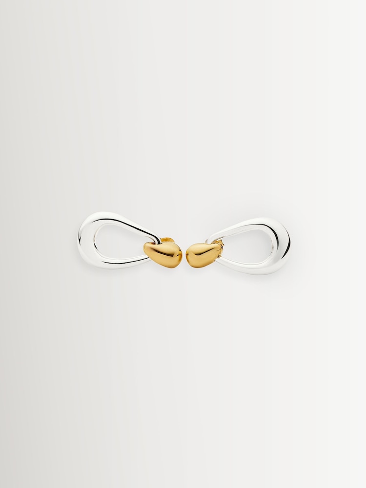 Missoma Silver Tone Molten Teardrop Statement Stud Earrings - Image 3 of 3