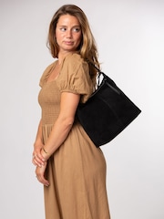 Cultured London Black 'Camille' Suede Shoulder Bag - Image 1 of 7