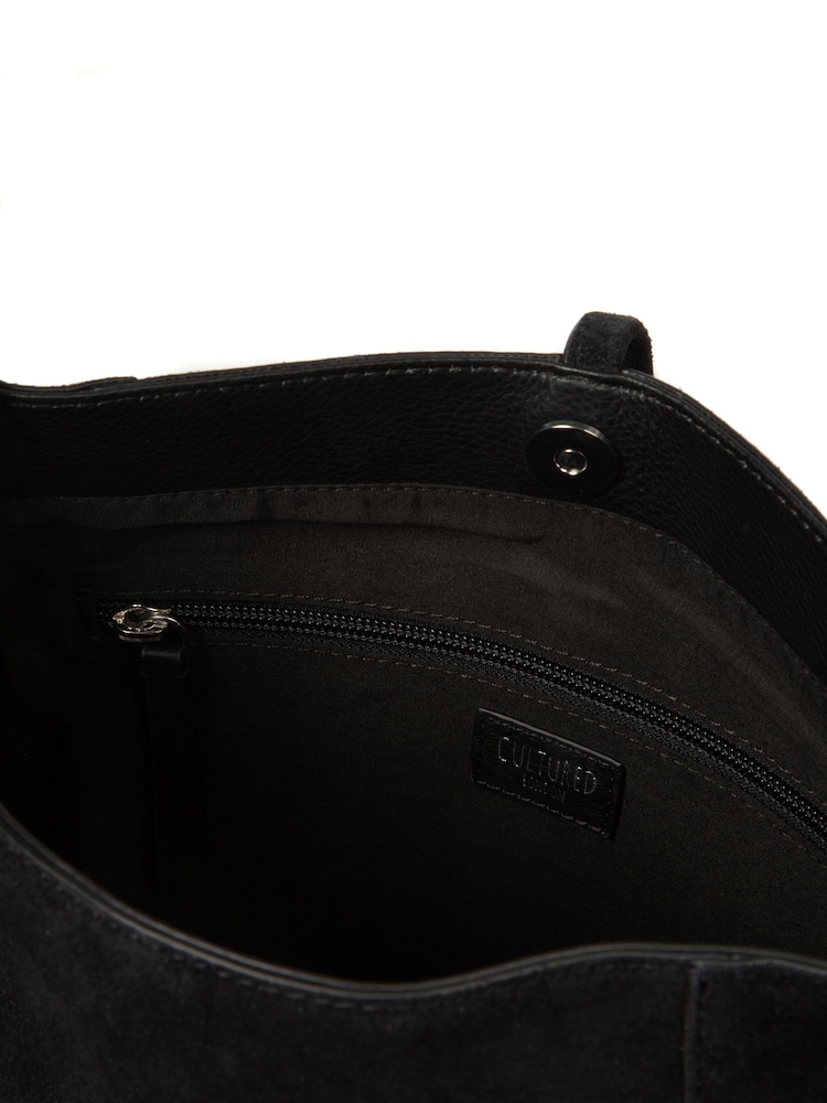 Cultured London Black 'Anitta' Suede Shoulder Bag - Image 7 of 7
