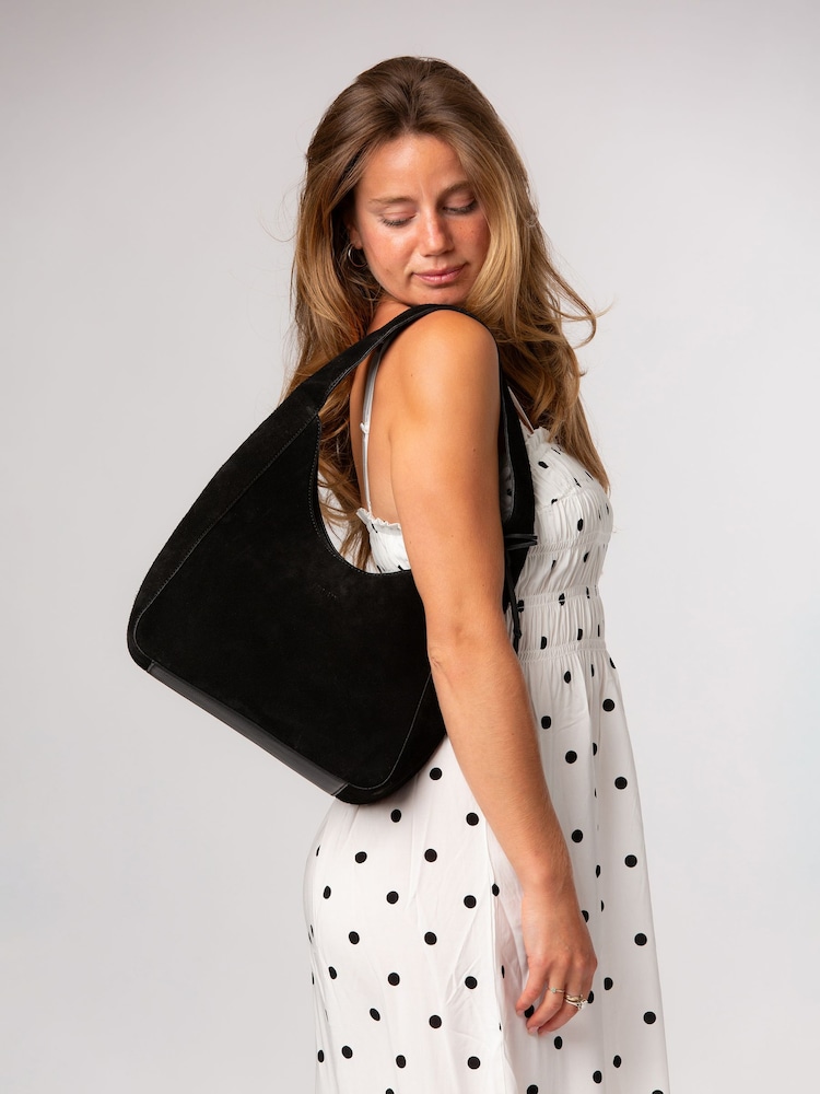 Cultured London Black 'Eloise' Suede & Leather Handbag - Image 1 of 7 Cultured London Black 'Eloise' Suede & Leather Handbag - Image 1 of 7