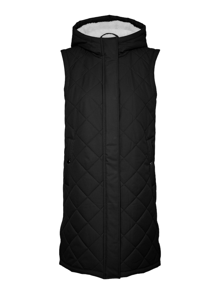 VERO MODA Black Quilted Padded Gilet with Cosy Teddy Lining - Image 5 of 5