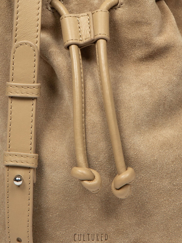 Cultured London Natural 'Emerson' Suede & Leather Shoulder Bag - Image 7 of 7 Cultured London Natural 'Emerson' Suede & Leather Shoulder Bag - Image 7 of 7
