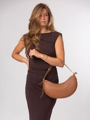Cultured London Brown 'Consuelo' Leather Grab Bag - Image 2 of 7