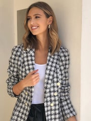 Lipsy Black White Mono Boucle Blazer - Image 1 of 3