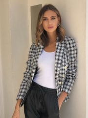 Lipsy Black White Mono Boucle Blazer - Image 2 of 3