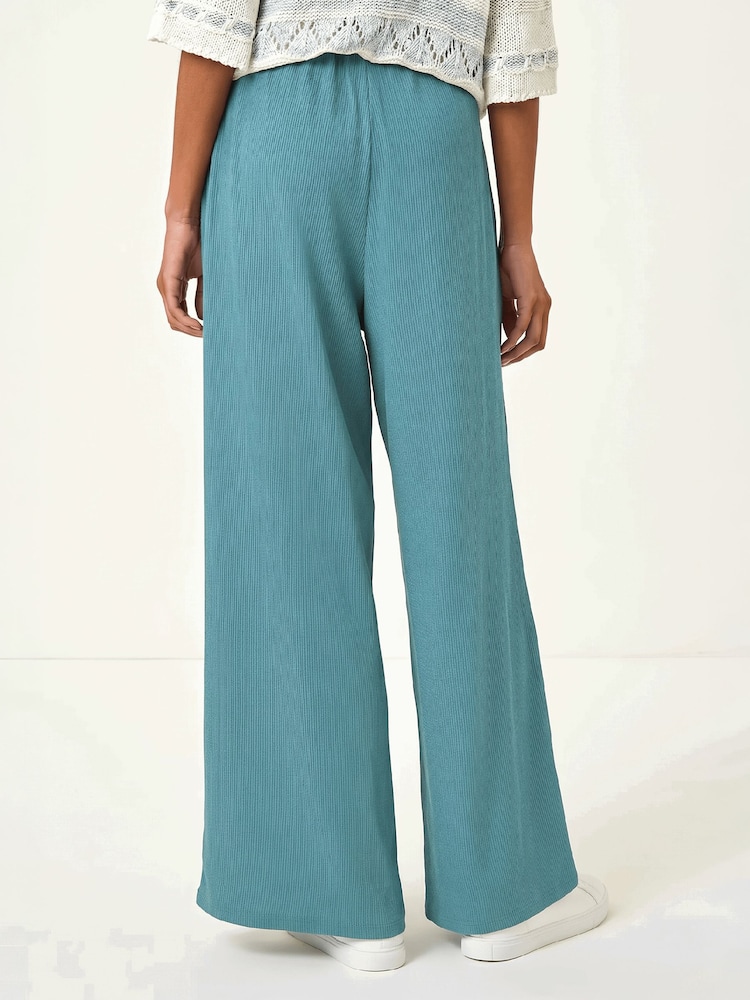 Roman Blue Crinkle Texture Tie Front Trousers - Image 4 of 4