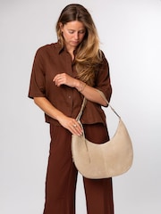 Cultured London Natural 'Kacey' Suede & Leather Shoulder Bag - Image 2 of 7