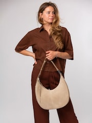 Cultured London Natural 'Kacey' Suede & Leather Shoulder Bag - Image 3 of 7