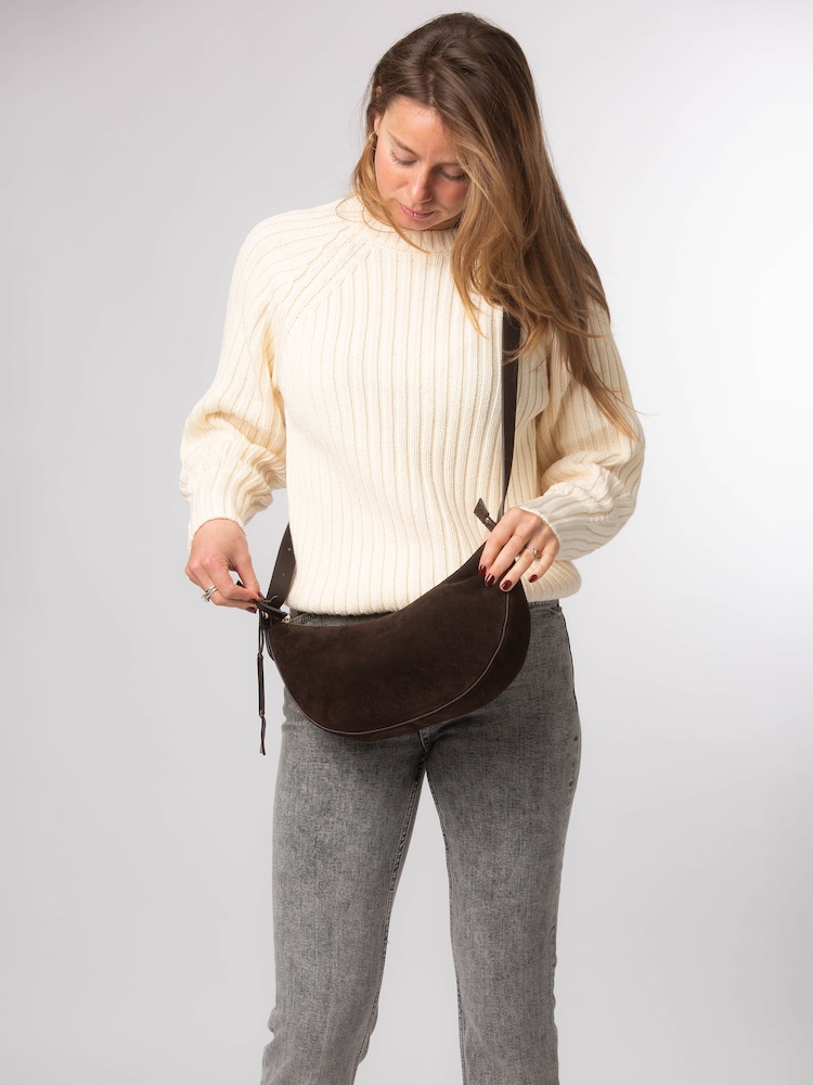 Cultured London Brown 'Carine' Suede Cross-Body Bag - Image 2 of 7 Cultured London Brown 'Carine' Suede Cross-Body Bag - Image 2 of 7