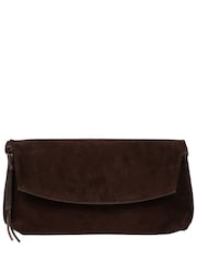 Cultured London Brown 'Perla' Suede Black Clutch Bag - Image 3 of 6