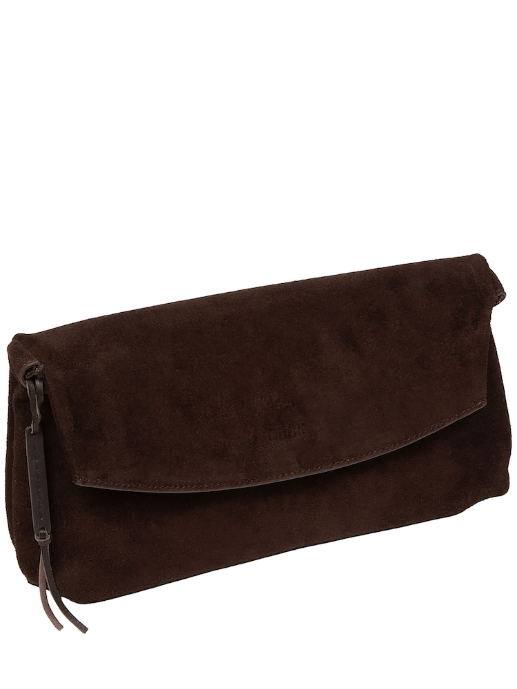 Cultured London Brown 'Perla' Suede Black Clutch Bag - Image 6 of 6 Cultured London Brown 'Perla' Suede Black Clutch Bag - Image 6 of 6