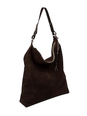Cultured London Chocolate Brown Harmony Suede Leather Tote Bag - Image 6 of 8
