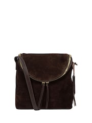 Cultured London Brown 'Luisana' Suede Cross Body Bag - Image 1 of 4