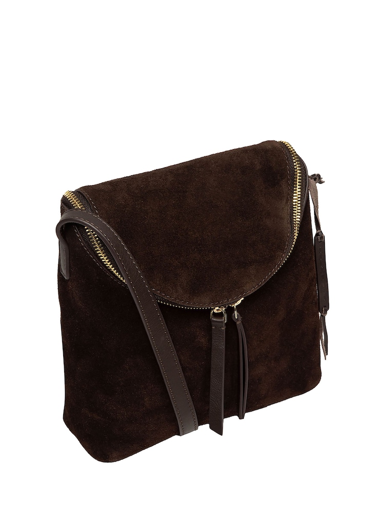 Cultured London Brown 'Luisana' Suede Cross Body Bag - Image 2 of 4 Cultured London Brown 'Luisana' Suede Cross Body Bag - Image 2 of 4