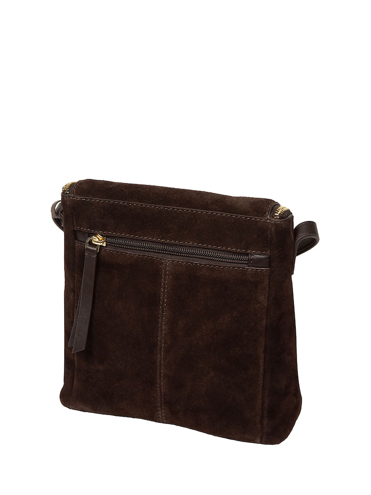 Cultured London Brown 'Luisana' Suede Cross Body Bag - Image 4 of 4 Cultured London Brown 'Luisana' Suede Cross Body Bag - Image 4 of 4