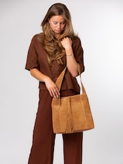 Cultured London Brown 'Anitta' Suede Shoulder Bag - Image 1 of 6