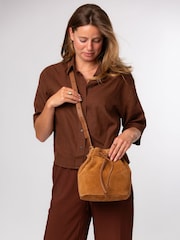 Cultured London Brown 'Emerson' Suede & Leather Shoulder Bag - Image 1 of 6