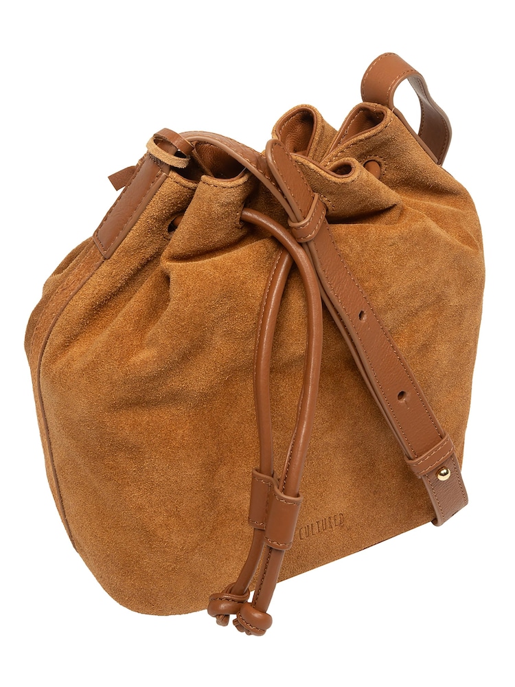 Cultured London Brown 'Emerson' Suede & Leather Shoulder Bag - Image 6 of 6 Cultured London Brown 'Emerson' Suede & Leather Shoulder Bag - Image 6 of 6