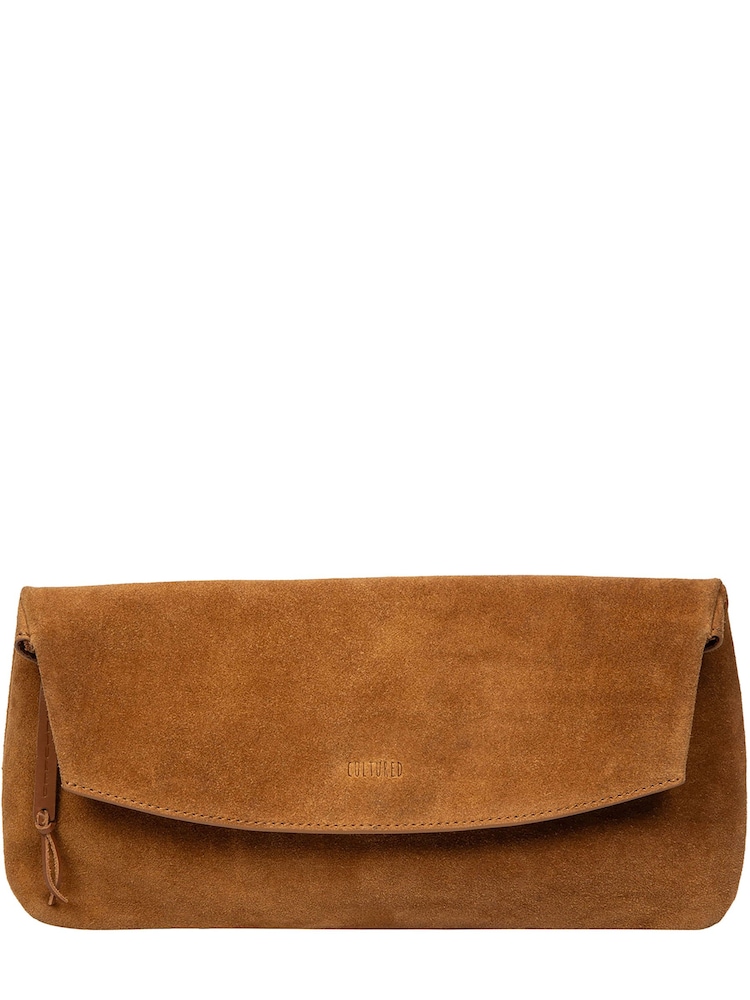 Cultured London Brown 'Perla' Suede Black Clutch Bag - Image 2 of 5 Cultured London Brown 'Perla' Suede Black Clutch Bag - Image 2 of 5