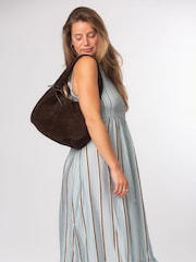 Cultured London Chocolate Brown 'Beatriz' Suede Handbag - Image 1 of 6