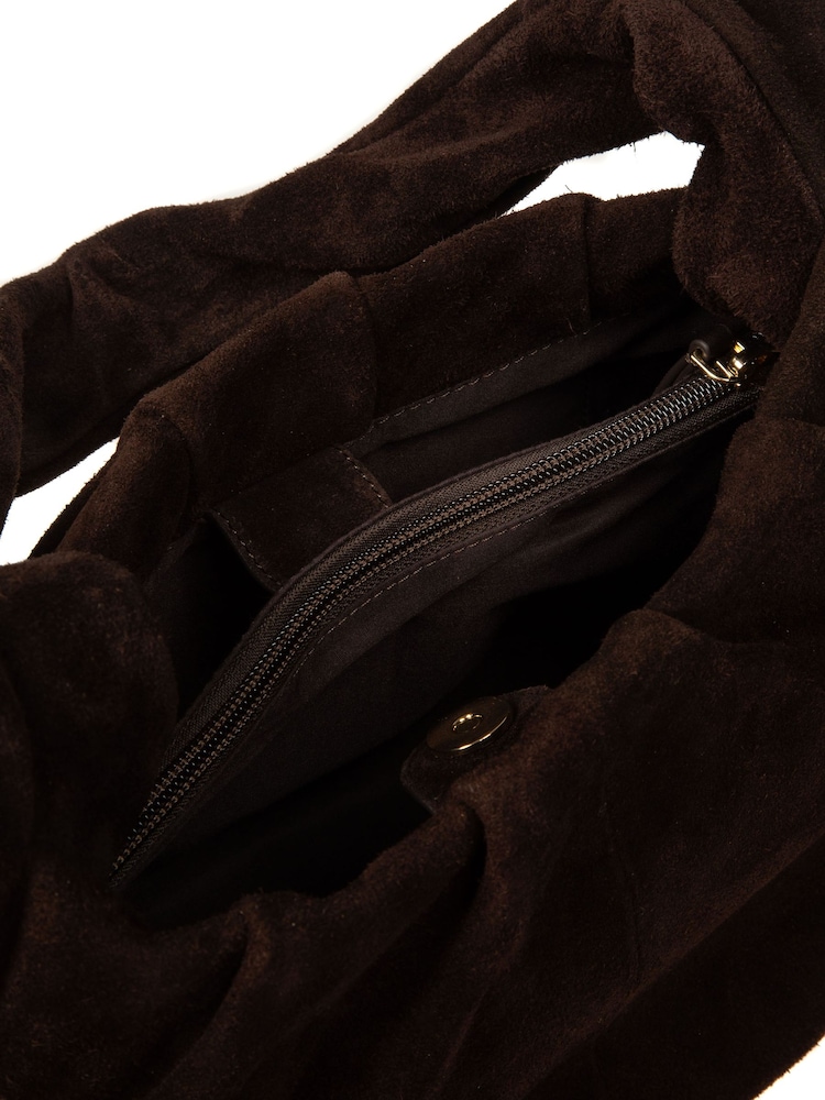 Cultured London Chocolate Brown 'Beatriz' Suede Handbag - Image 6 of 6