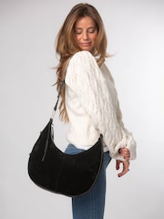 Cultured London Black 'Kacey' Suede & Leather Shoulder Bag - Image 1 of 7