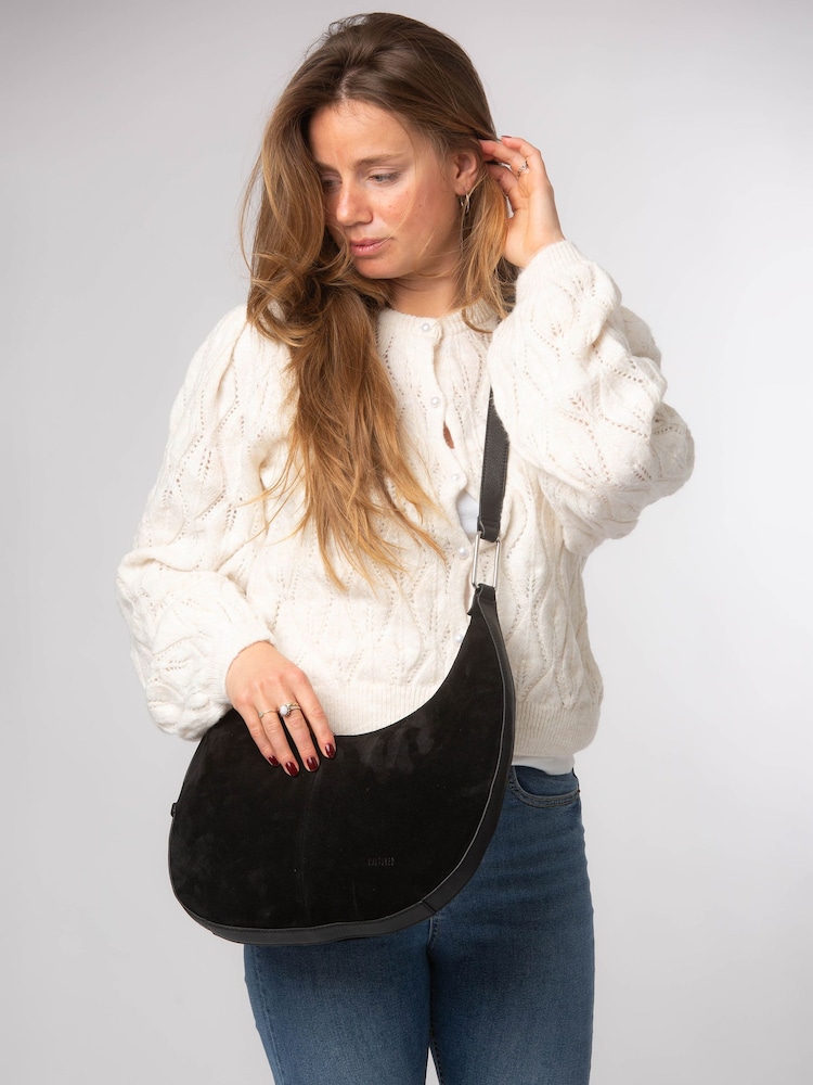 Cultured London Black 'Kacey' Suede & Leather Shoulder Bag - Image 2 of 7