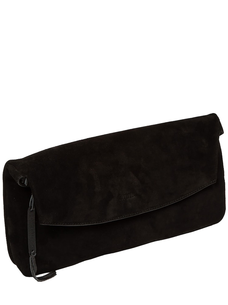 Cultured London Black 'Perla' Suede Black Clutch Bag - Image 6 of 6 Cultured London Black 'Perla' Suede Black Clutch Bag - Image 6 of 6