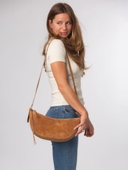 Cultured London Brown 'Carine' Suede Cross Body Bag - Image 2 of 7