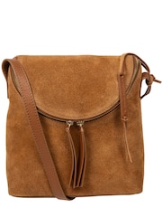 Cultured London Brown 'Luisana' Suede Cross Body Bag - Image 3 of 6