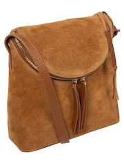 Cultured London Brown 'Luisana' Suede Cross Body Bag - Image 6 of 6