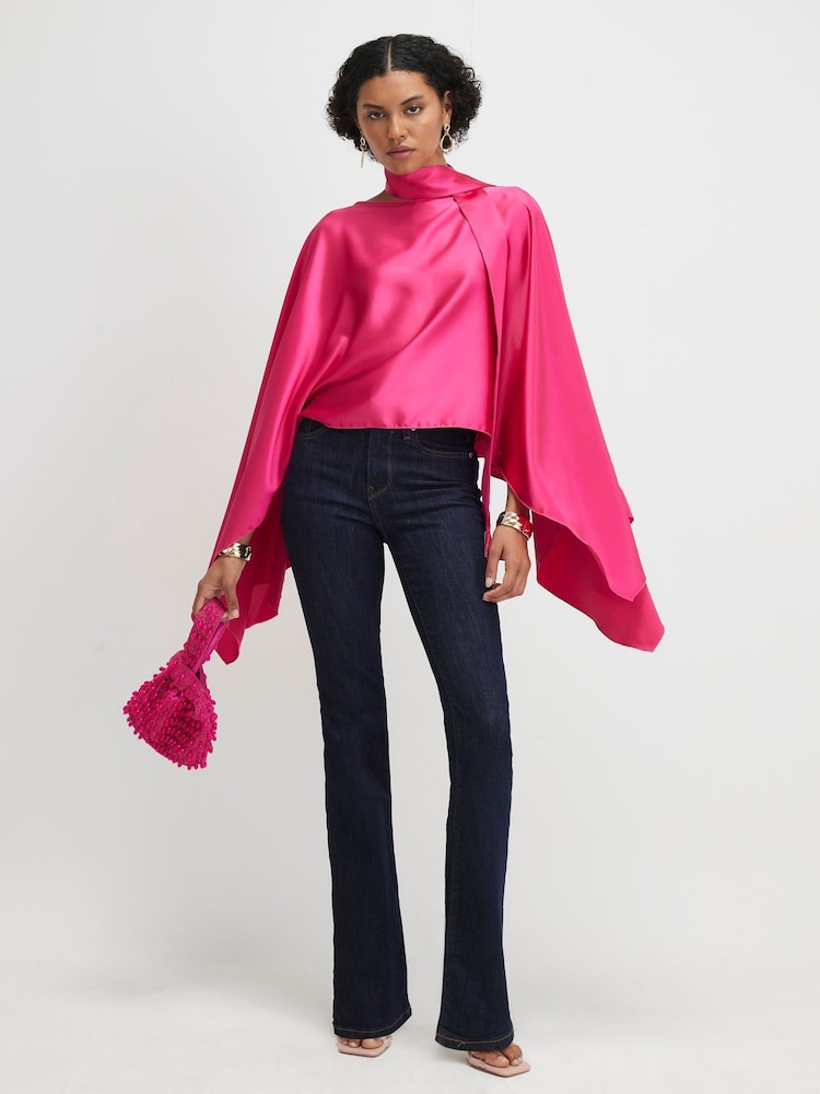 River Island Fringe Satin Scarf Cape - Imagen 1 de 2