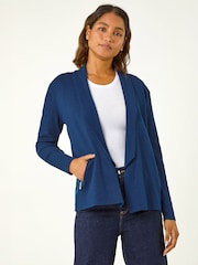 Roman Blue Zip Detail Collared Cardigan - Image 3 of 4