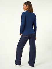 Roman Blue Zip Detail Collared Cardigan - Image 4 of 4