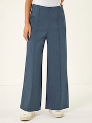 Roman Blue Petite Pintuck Wide Leg Stretch Trousers - Image 4 of 4
