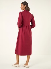 Roman Red Zip Front Collared Midi Dress - Image 3 of 4