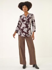 Roman Red Floral Puff Print Stretch Shirt - Image 2 of 4