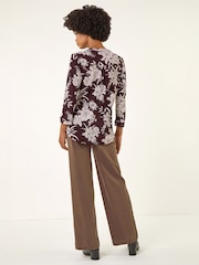 Roman Red Floral Puff Print Stretch Shirt - Image 3 of 4
