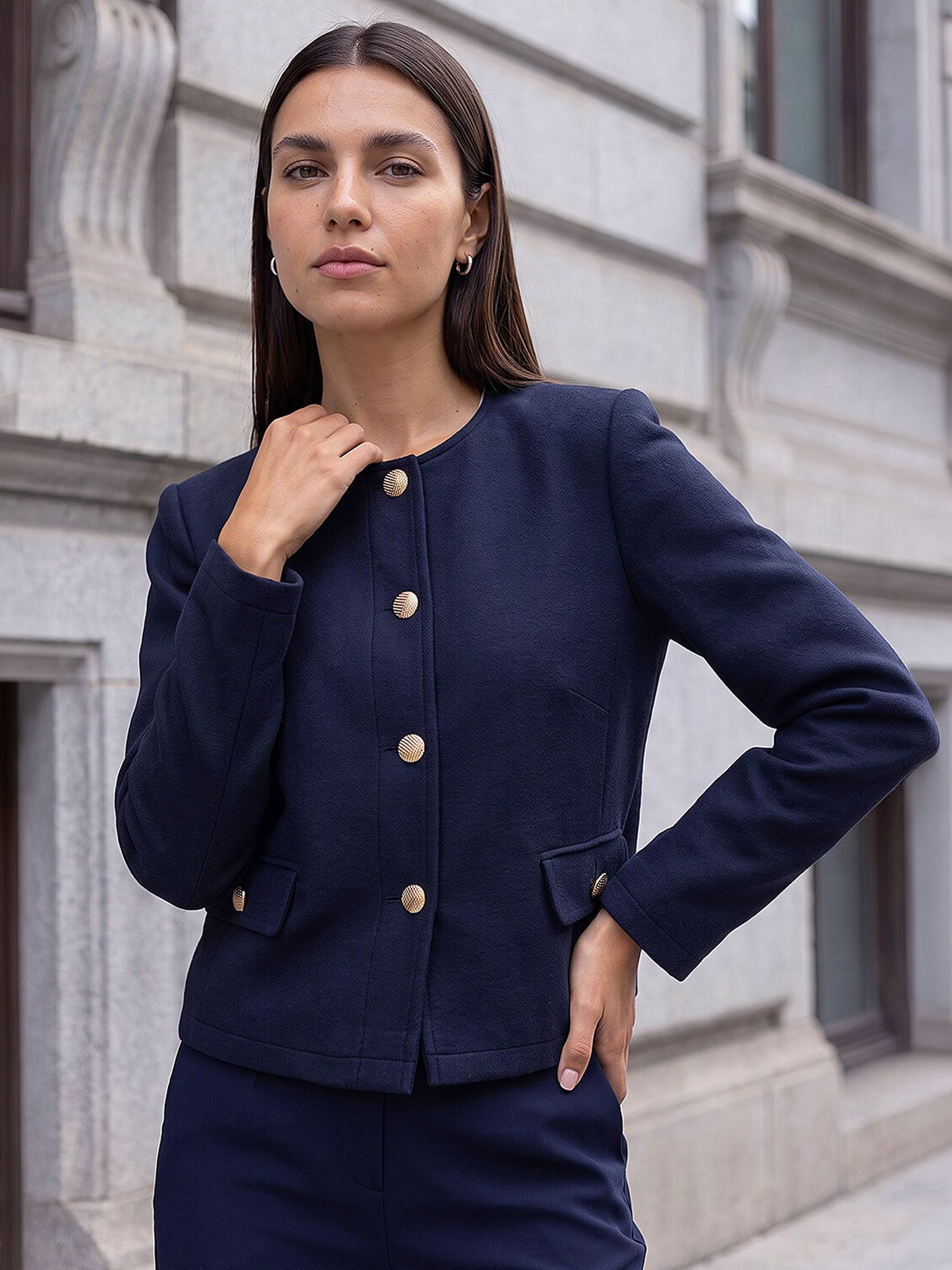 Roman Women's Buttoned Pocket Jacket in Navy | Size: 18 - Image 7
