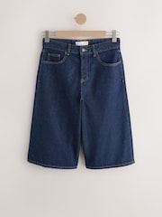 Indigo Rinse Blue Knee Length Denim Jort Shorts - Image 6 of 8