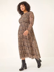 Roman Natural Curve Animal Print A-Line Stretch Dress - Image 3 of 4