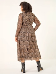 Roman Natural Curve Animal Print A-Line Stretch Dress - Image 4 of 4