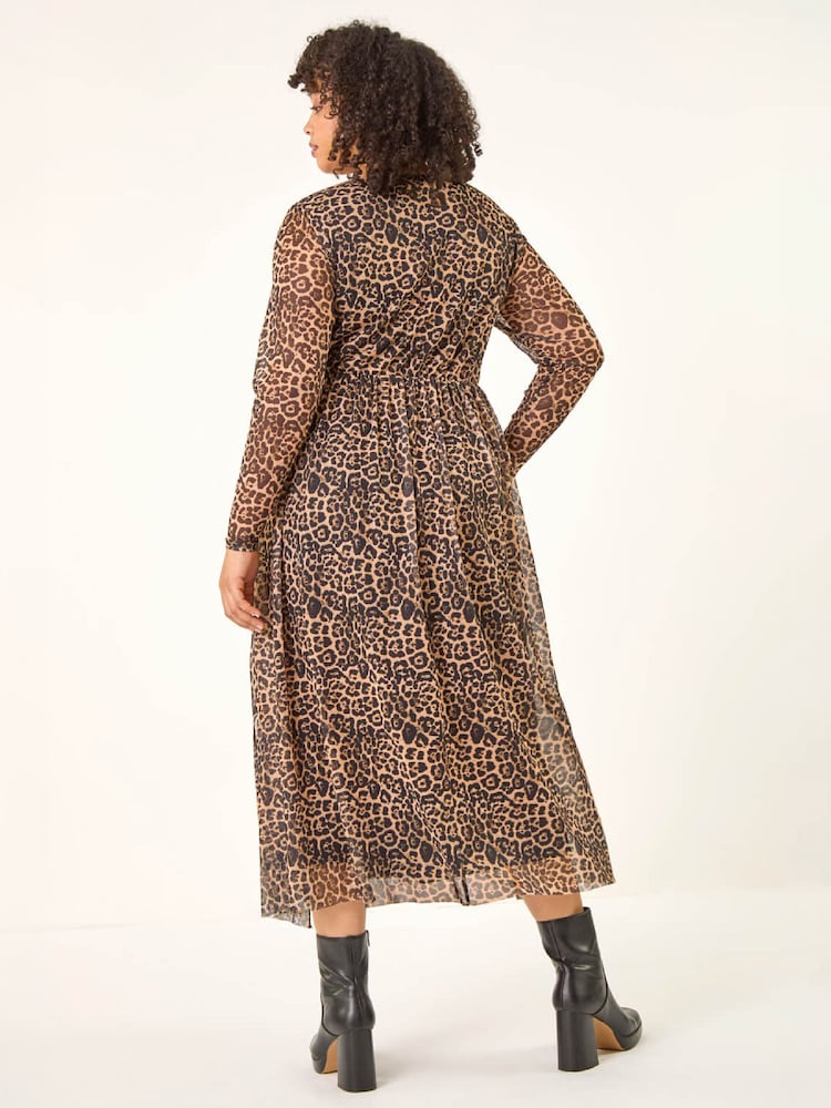 Roman Natural Curve Animal Print A-Line Stretch Dress - Image 4 of 4 Roman Natural Curve Animal Print A-Line Stretch Dress - Image 4 of 4